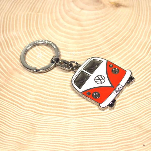 VW T1 Bus Schlüsselanhänger rot-weiß verchromtes Metall mit Emaille in geprägter Blech-Geschenkbox VW T1 Bus Schlüsselanhänger rot-weiß verchromtes Metall mit Emaille in geprägter Blech-Geschenkbox