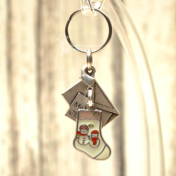 Schlüsselanhänger Weihnachten Brief Socke versilbert