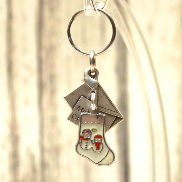 Schlüsselanhänger Weihnachten Brief Socke versilbert - schluesselanhaenger weihnachten socke modeschmuck merry christmas