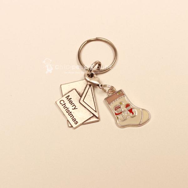 Schlüsselanhänger Weihnachten Brief Socke versilbert