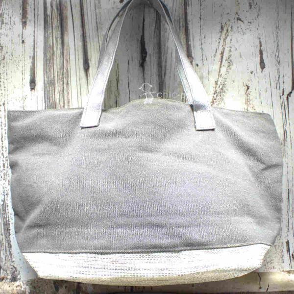 Shoppertasche gross grau Pailletten Stern silber
