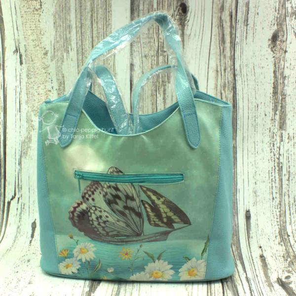 Grosse Shopper Tasche mit blauem Schmetterling Grosse Shopper Tasche mit blauem Schmetterling
