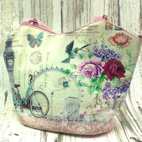 Grosse Shopper Tasche mit bunten Blumen