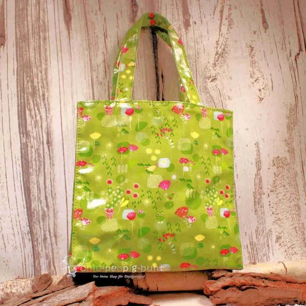 Shopper Tasche klein aus Wachstuch - shopper tasche klein gruen wachstischtuch
