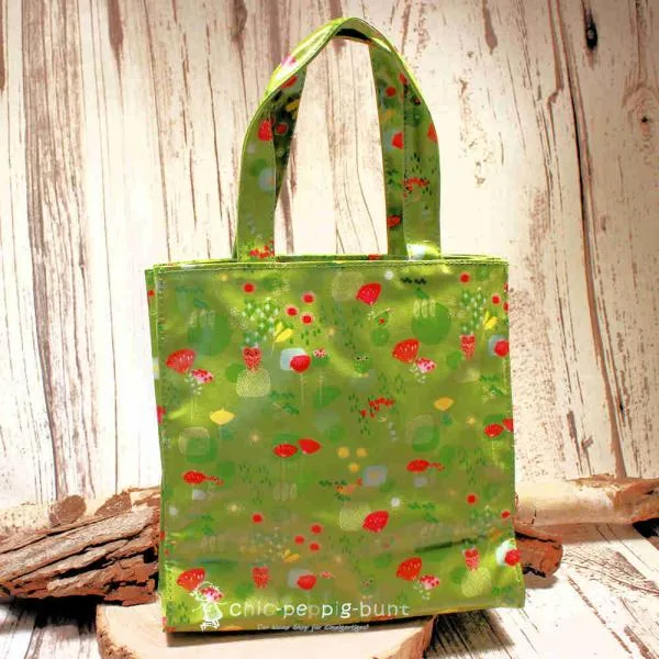 Shopper Tasche klein aus Wachstuch - shopper tasche klein gruen wachstischtuch