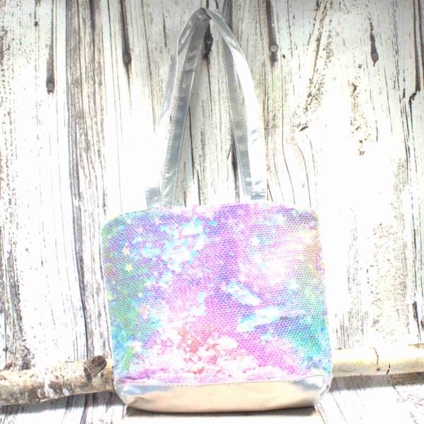 Shoppertasche klein Pailletten rosa, lila, blau schimmernd