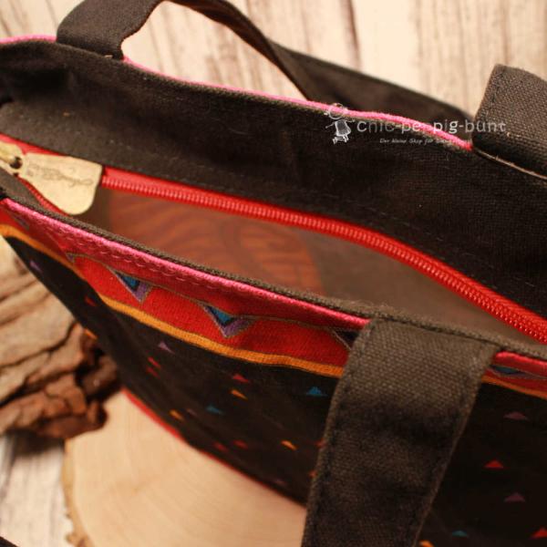 Shoppertasche Laura Burch schwarz mit Katzen Motiv klein