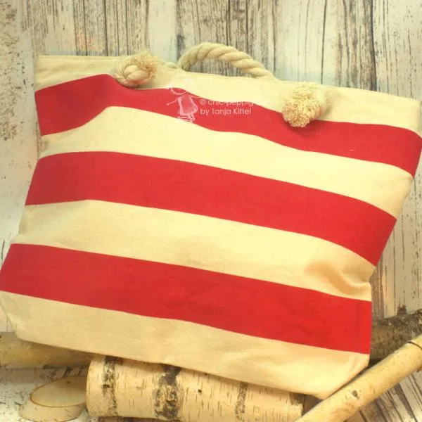 rot gestreifte Strandtasche