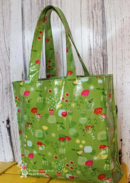 Shopper Tasche klein aus Wachstuch - shopper tasche wachstuch eule klein bunt