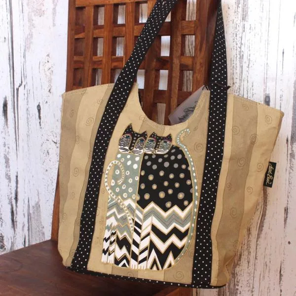 Grosse Shoppingtasche mit zwei Katzen - shopper tasche gross katzendesign grau schwarz