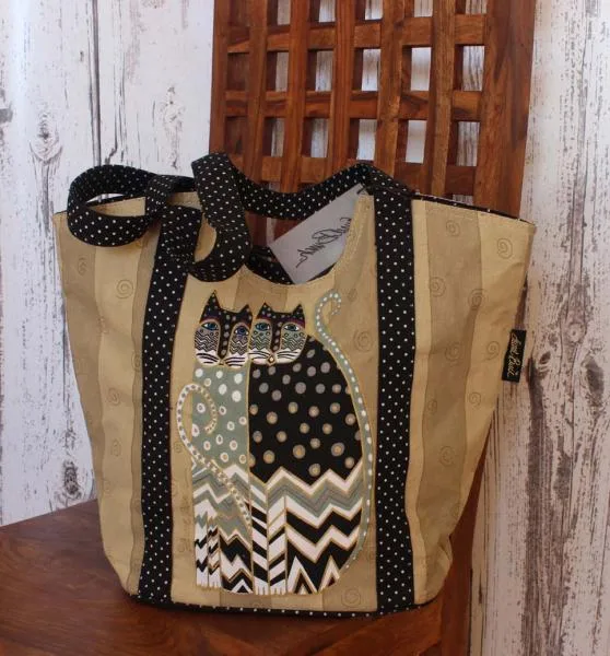 Grosse Shoppingtasche mit zwei Katzen - shopper tasche gross katzendesign grau schwarz lauraburch