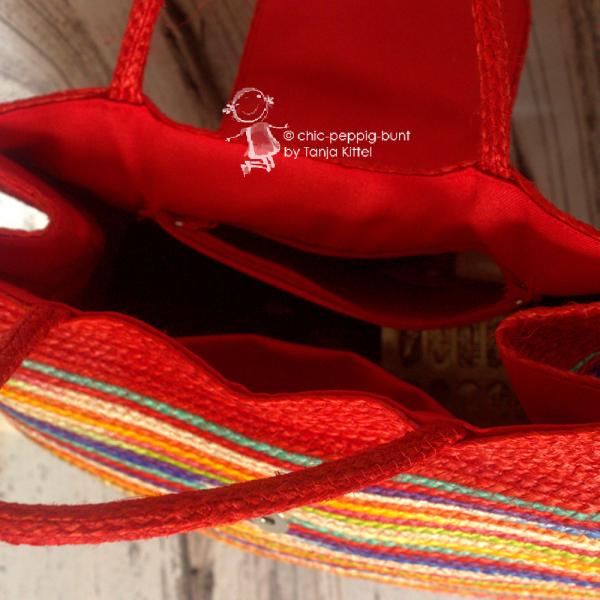 Bunte Handtasche aus Sisal