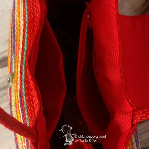 Bunte Handtasche aus Sisal - sisal tasche rot