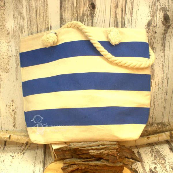 dunkelblau gestreifte Strandtasche dunkelblau gestreifte Strandtasche