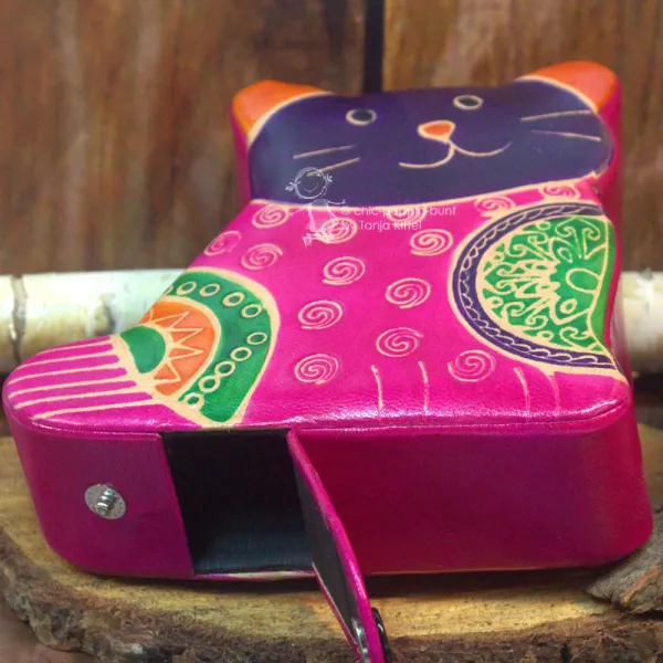 Spardose Katze pink für Kinder aus Kunstleder