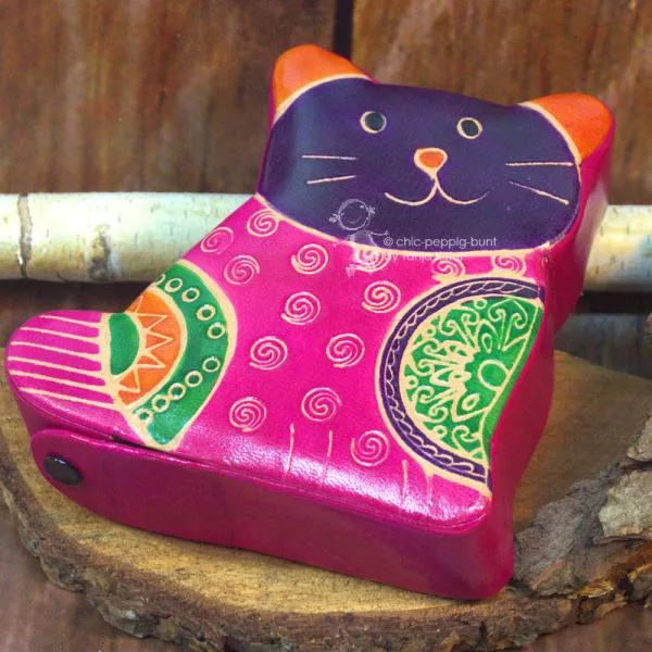 Spardose Katze pink für Kinder aus Kunstleder