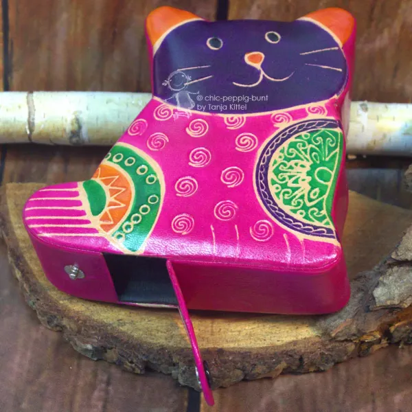 Spardose Katze pink für Kinder aus Kunstleder