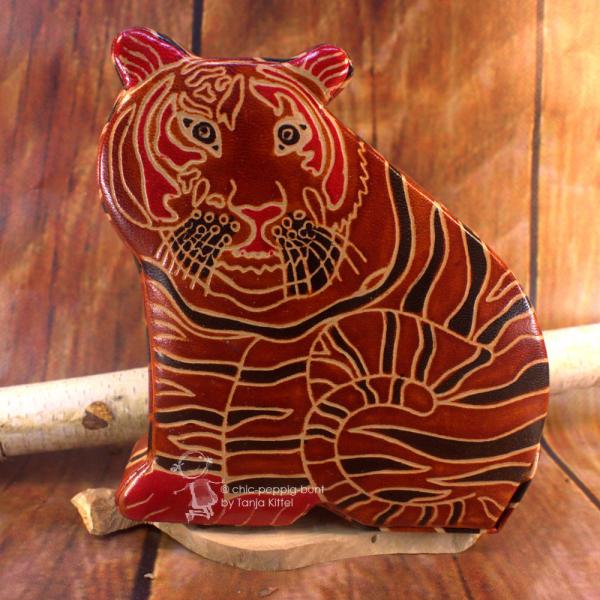 Spardose Tiger rot für Kinder aus Kunstleder