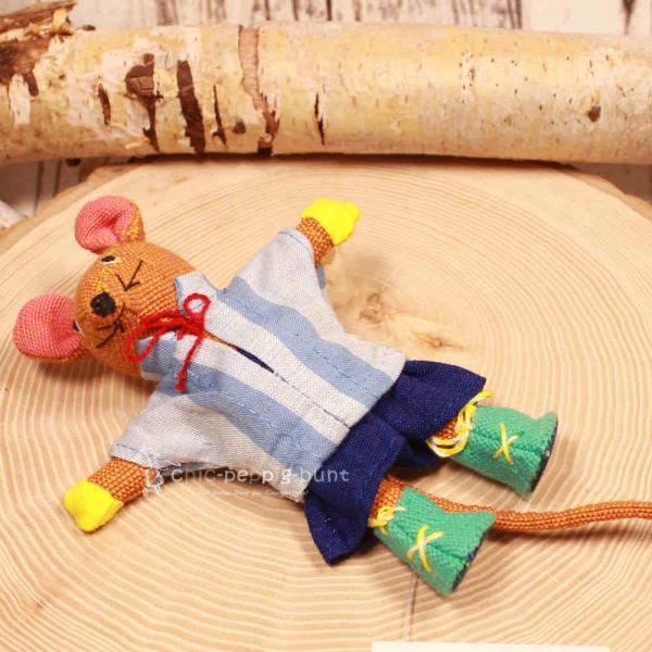 Kuscheltier genähte Maus mit Hose und Hemd