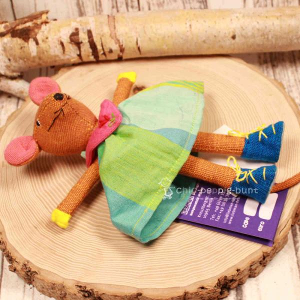 Kuscheltier genähte Maus mit gestreiftem Kleid