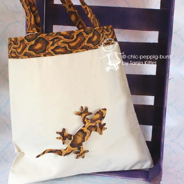 Stofftasche - Einkaufstasche Gecko dunkel Stofftasche - Einkaufstasche Gecko dunkel