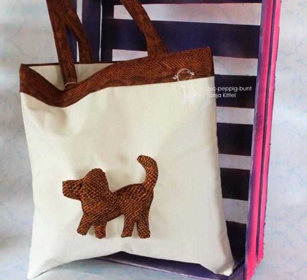 Stofftasche mit aufgenähten Hund Stofftasche mit aufgenähten Hund