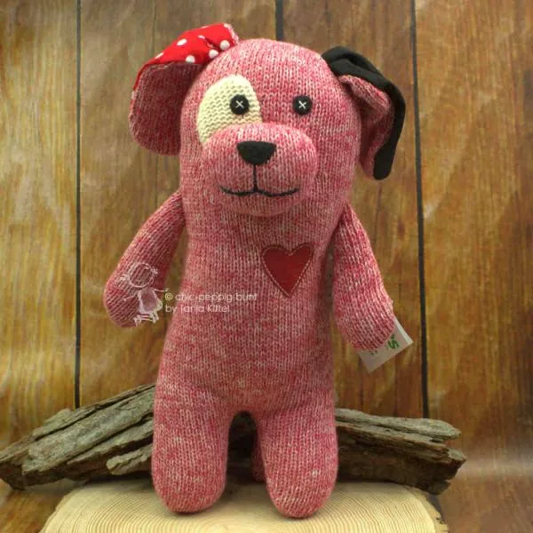 Kuscheltier gestrickter Hund mit Schlappohren