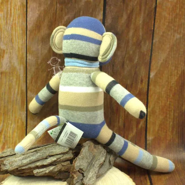 Stofftier Sockenaffe beige und blau