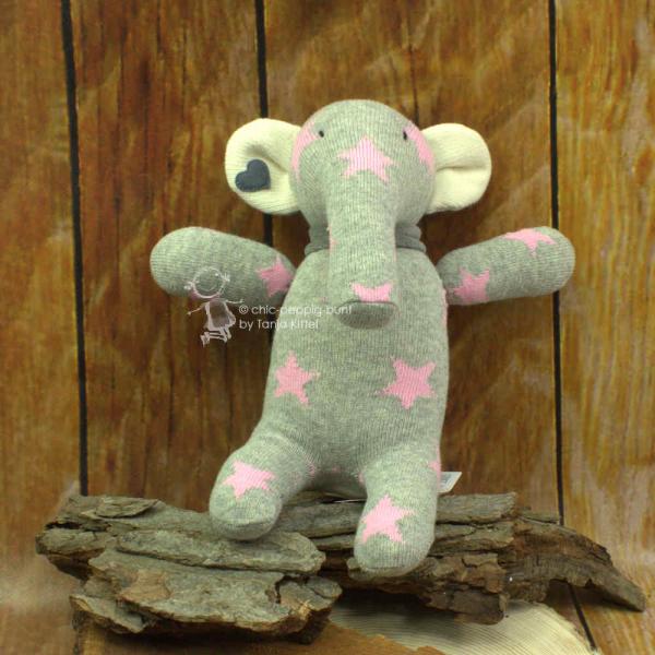 Socken Elefant in grau mit rosa Sternen