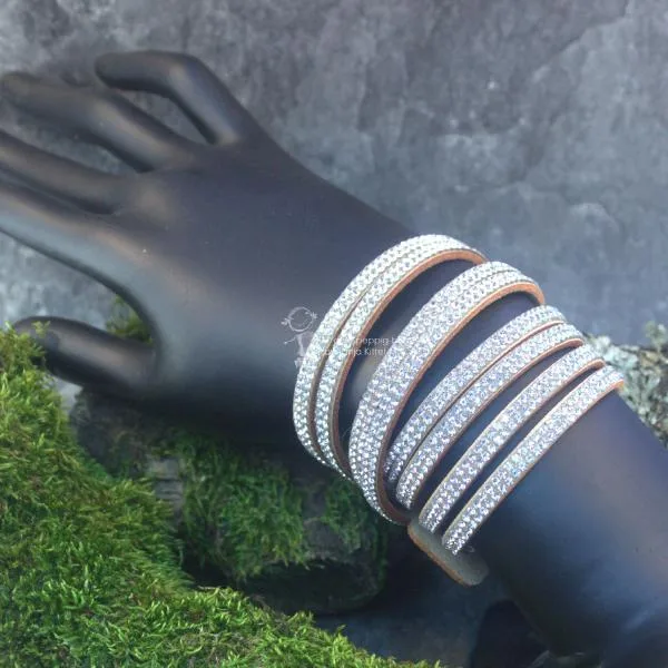 Wildleder-Optik Armband Strass - strassarmband braun