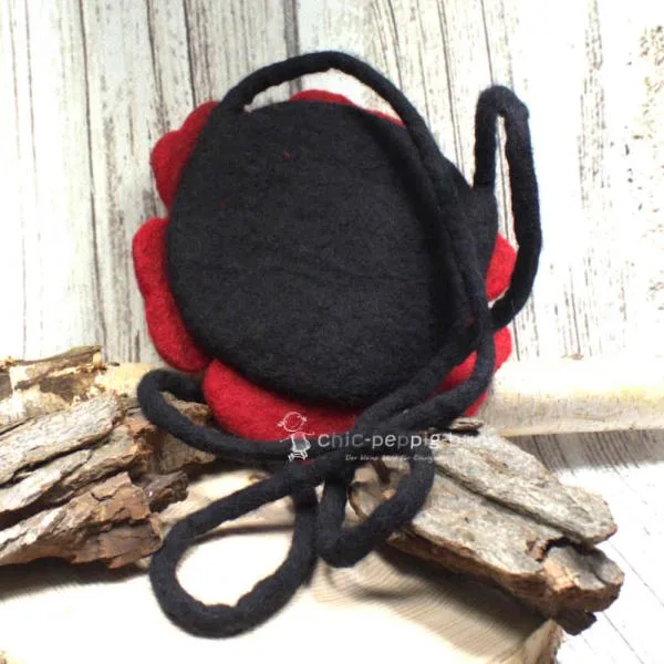 Umhängetasche filz Form einer Blume rot - umhaengetasche filz blume rot handtasche handmade unikat