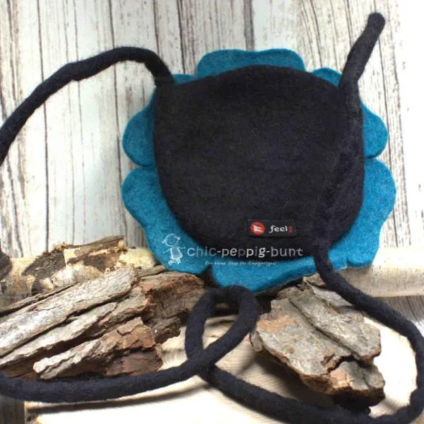 Umhängetasche filz Form einer Blume türkis - umhaengetasche filz blume tuerkis handtasche handmade unikat