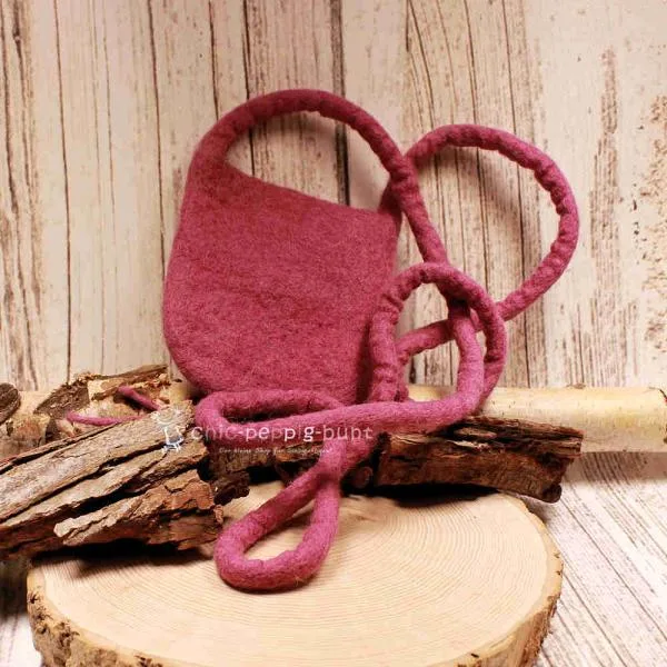 Umhängetasche filz mit Perle klein - umhaengetasche filz klein altrosa handtasche handmade unikat