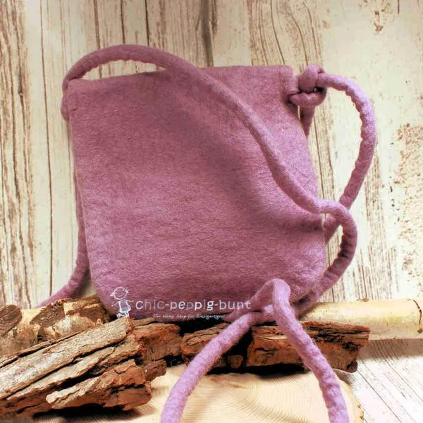 Umhängetasche filz lila Blume - umhaengetasche filz lila blume handtasche handmade unikat