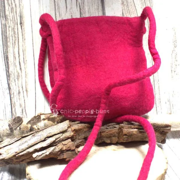 Umhängetasche filz pink Peace Zeichen - umhaengetasche filz pink peace zeichen handtasche handmade unikat