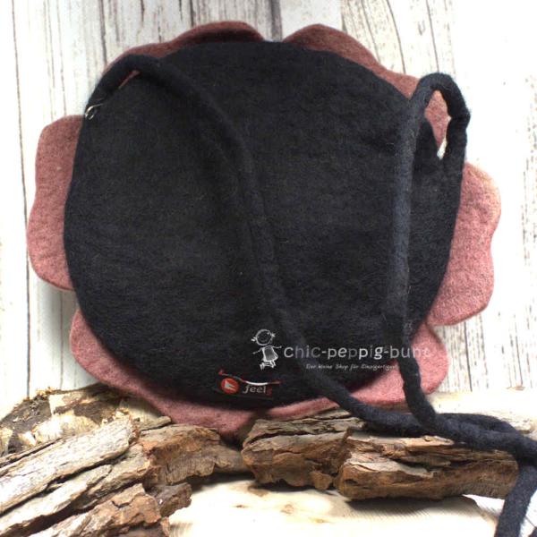 Umhängetasche filz altrosa Form einer Blume