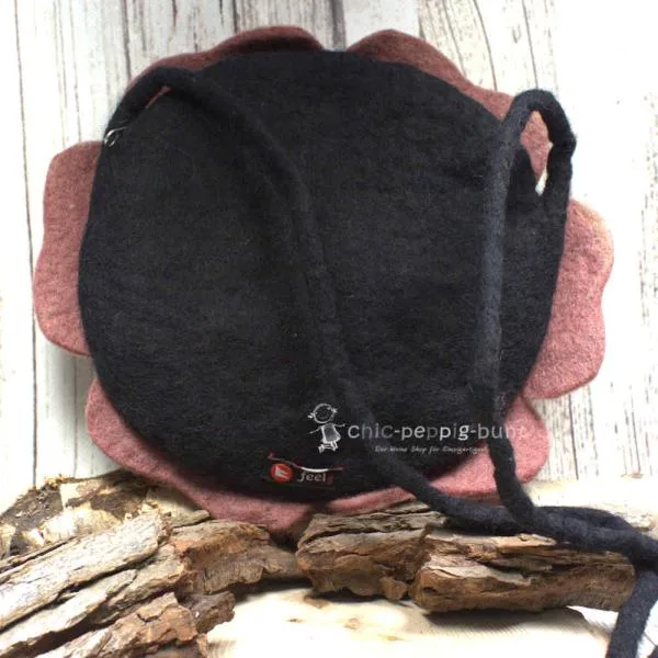 Umhängetasche filz altrosa Form einer Blume - umhaengetasche filz xxl blume altrosa handtasche handmade unikat