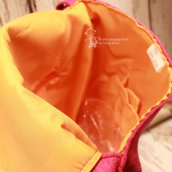 Umhängetasche Filz Magnetknopf pink 3 Fächer - umhaengetasche gross filz pink schlicht handtasche