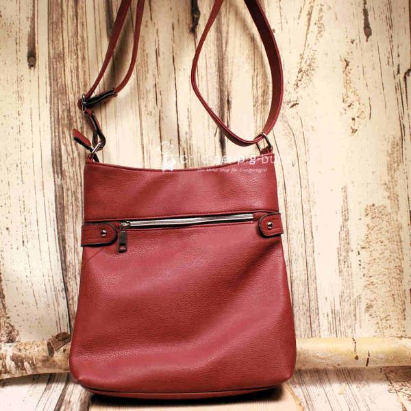 Umhängetasche Leder rot 8 Fächer