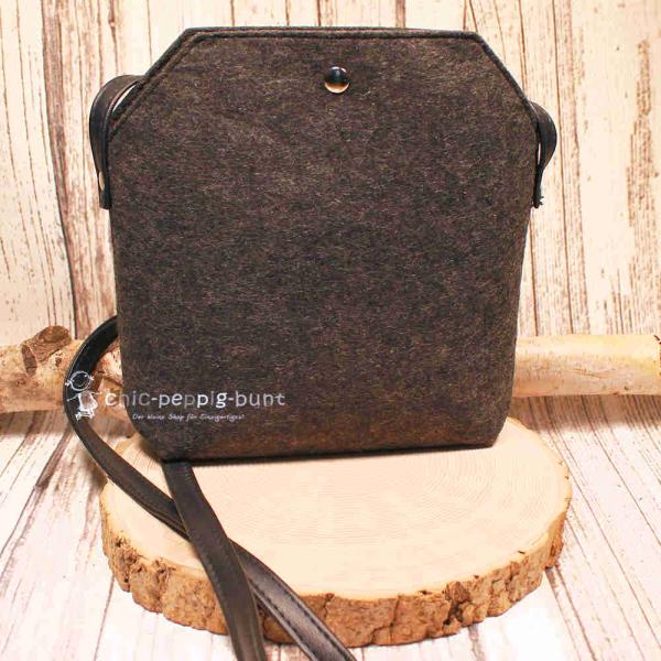 Filz Handtasche Dunkelgrau – Moderne Schultertasche mit Leder