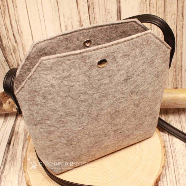 Filz Handtasche Hellgrau – Umhängetasche mit Lederriemen