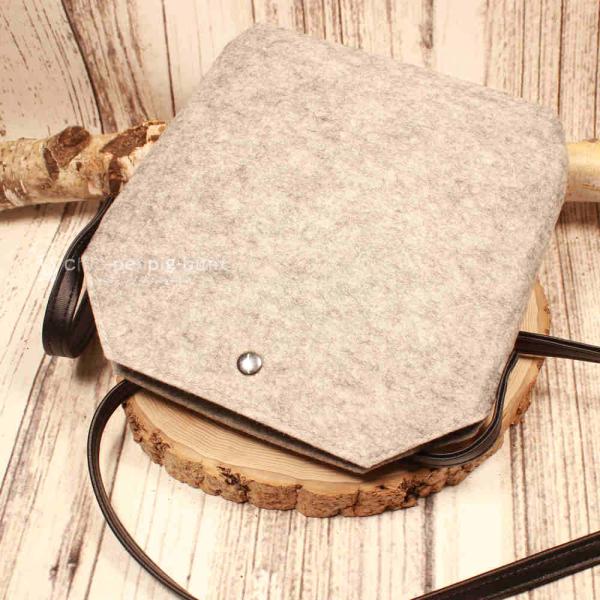 Filz Handtasche Hellgrau – Umhängetasche mit Lederriemen