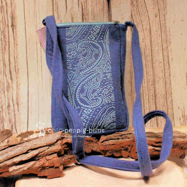 Umhängetasche Filz klein 1 Fach blau