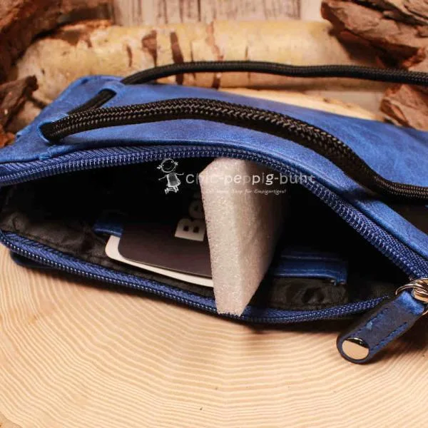 Handytasche Leder blau klein 7 Fächer - umhaengetasche handtasche klein blau leder bench knopfverschluss