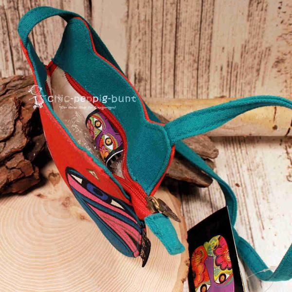 Umhängetasche Laura Burch Katzenkopf-Form grün