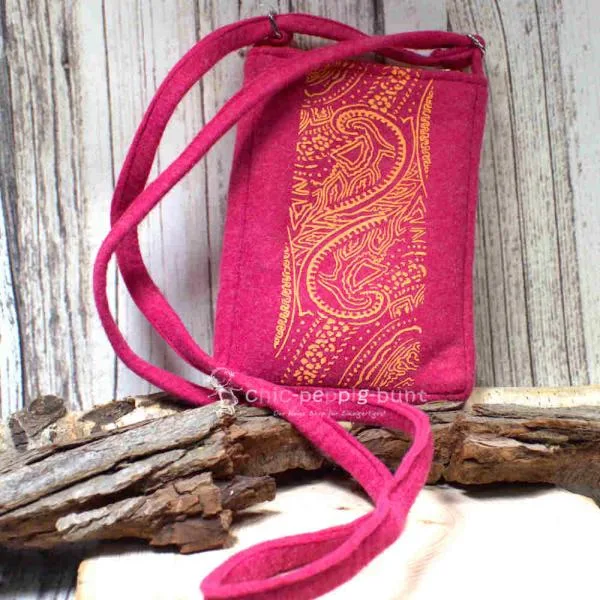 Umhängetasche Filz klein 1 Fach pink - umhaengetasche handtasche klein pink filz 1fach reissverschluss