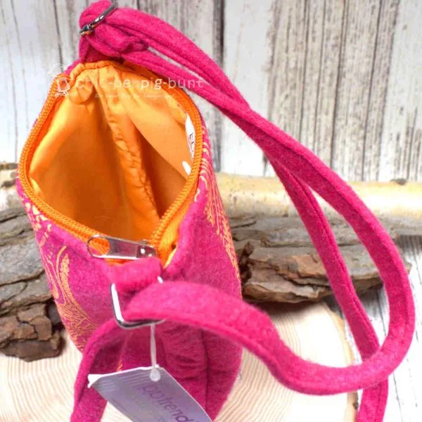 Umhängetasche Filz klein 1 Fach pink - umhaengetasche handtasche klein pink filz 1fach reissverschluss