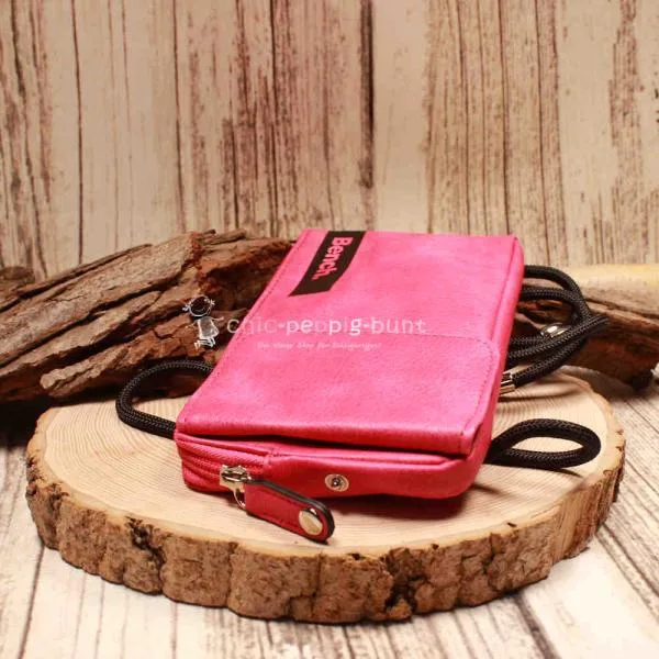 Umhängetasche leder pink klein Handyfach - umhaengetasche handtasche klein pink leder bench knopfverschluss