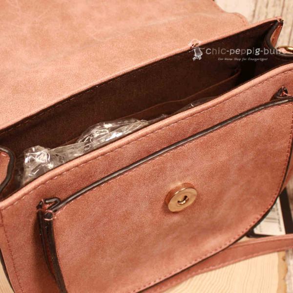 Boho Handtasche Altrosa – Leder Schultertasche mit Fransen