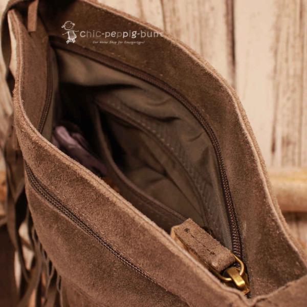 Leder Handtasche Dunkelbraun – Boho Umhängetasche Wildleder